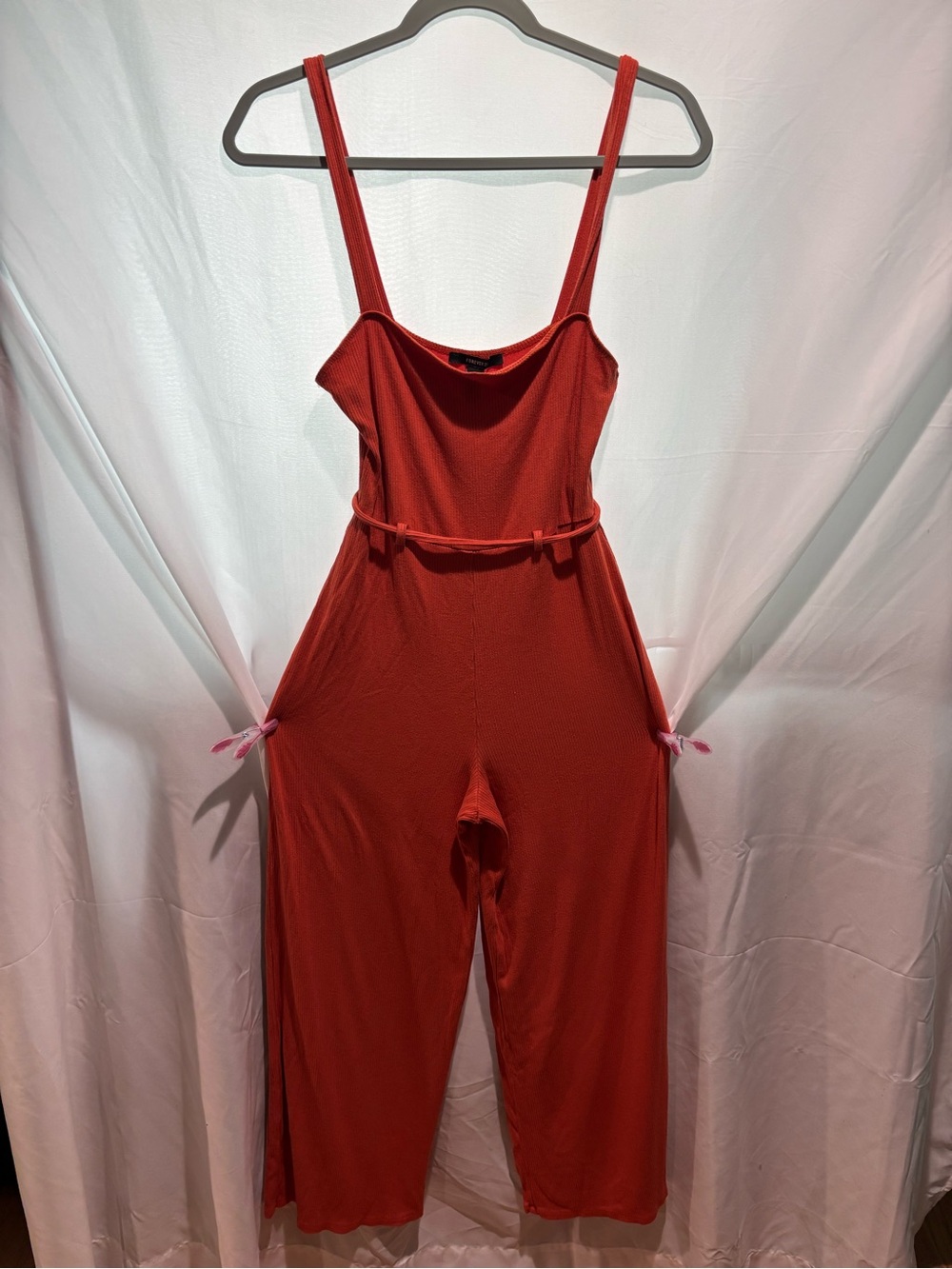 Forever 21 Rust-Red Wide Leg Jumpsuit with Tie Waist